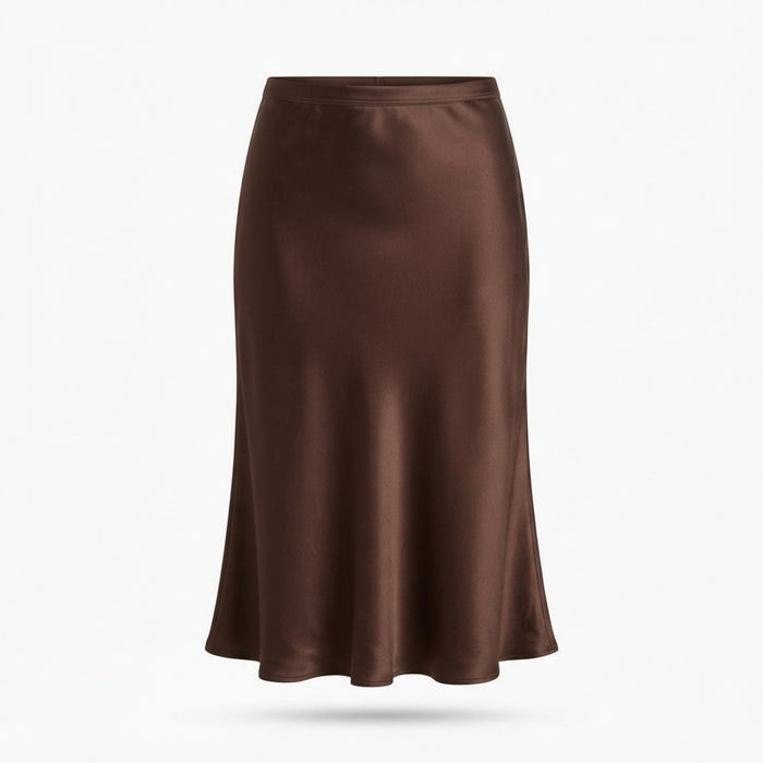 Satin Bias-Cut Midi Skirt