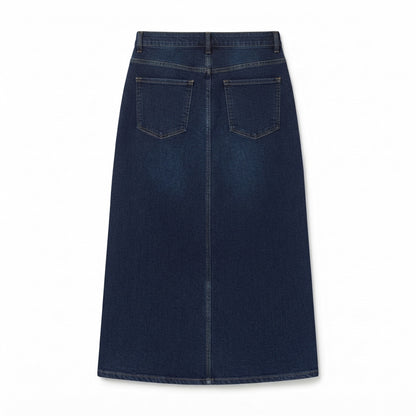 Women's Denim Cargo Maxi Skirt back view