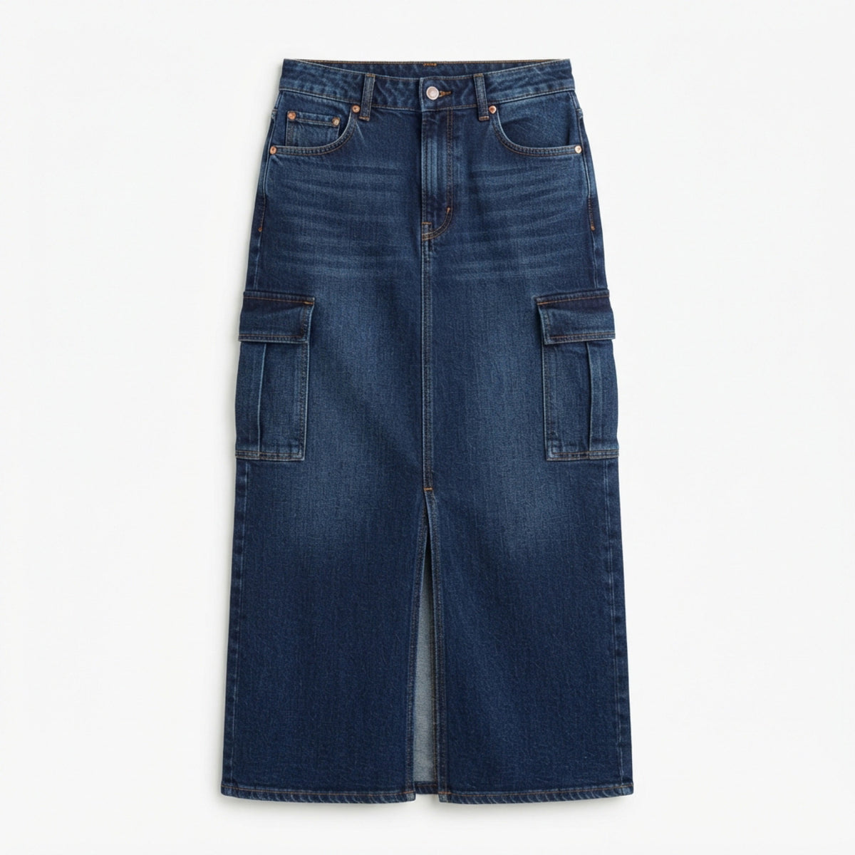 Women's Denim Cargo Maxi Skirt