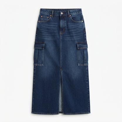Women's Denim Cargo Maxi Skirt