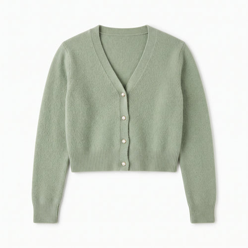 Women's Cropped Button Cardigan