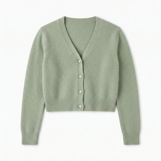 Women's Cropped Button Cardigan