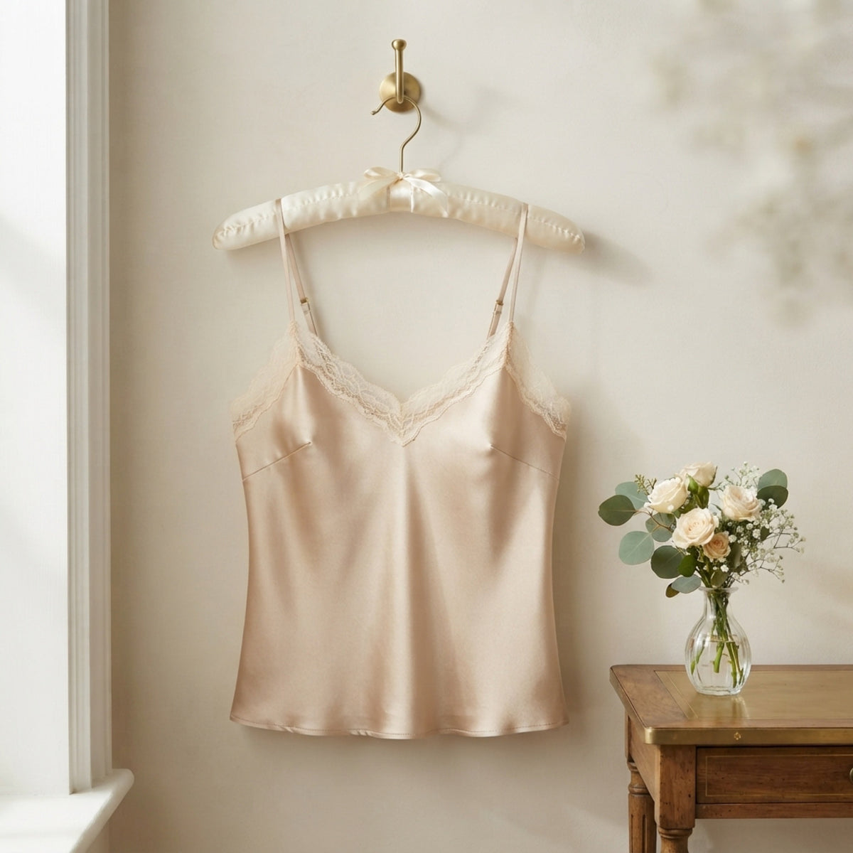Women's Lace-Trim Satin Cami lifestyle photo