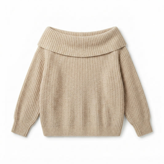 Women's Off-Shoulder Ribbed Knit Sweater