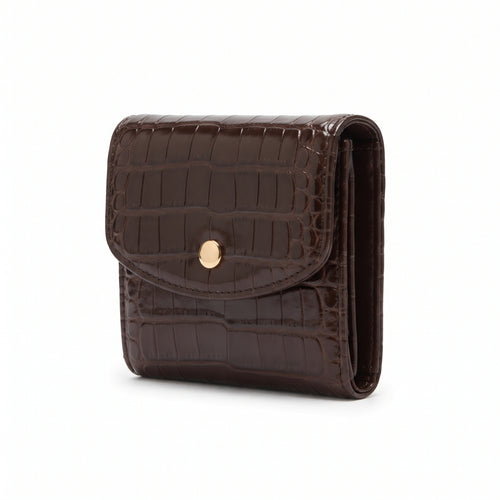 Women's Croc-Embossed Compact Snap Wallet